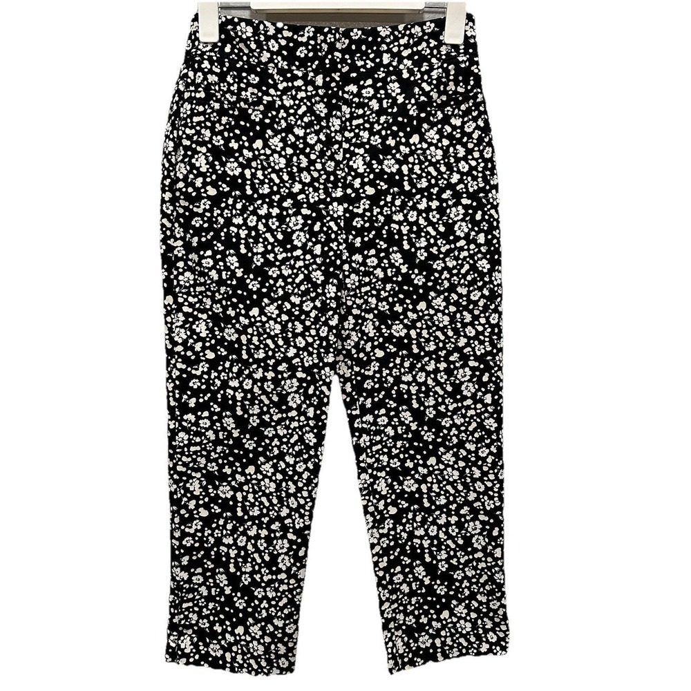 Ann Taylor Petite Capri Pants Women's Size 00P Black White Floral Print Stretch